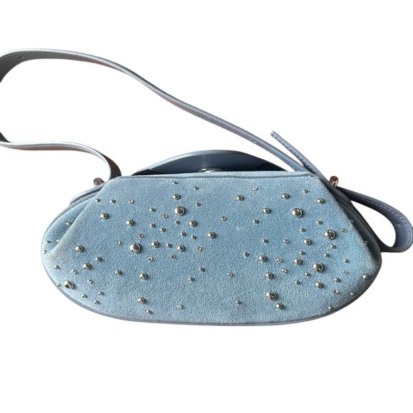 YUZEFI Dinner Roll Studded Handle Bag Light Blue NWOT - Picture 4 of 7